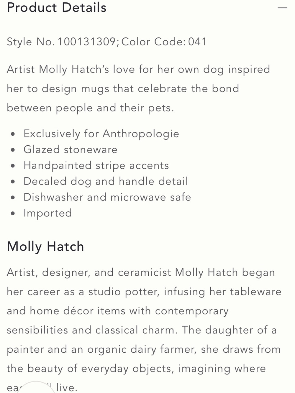 Anthropologie Cream Mug with Blue French Bulldog Illustration by Molly Hatch. - Picture 5 of 10